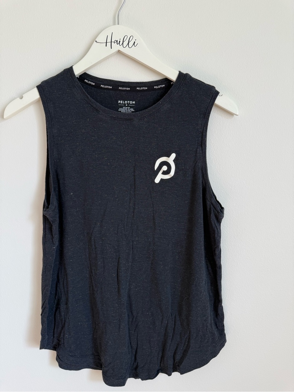 Peloton Black Sleeveless Tank with White Logo